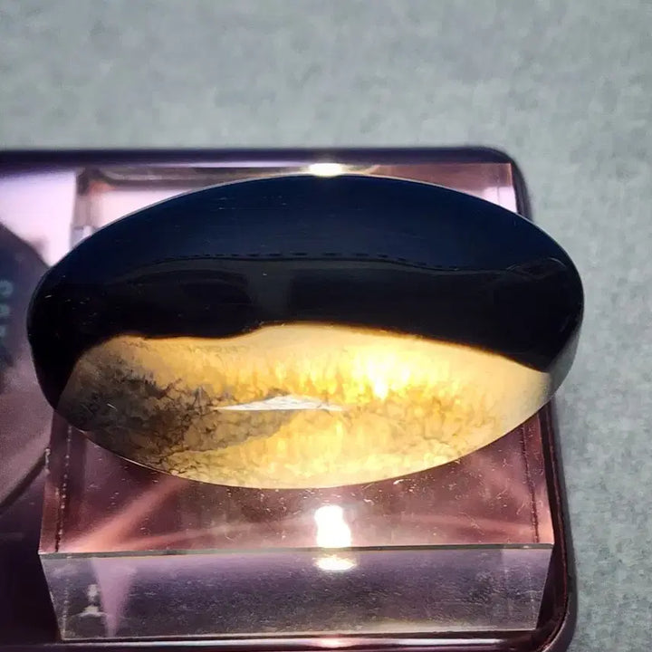 [BUNJANG] Natural Crystal Black Agate Gemstone with Stand / 천연 크리스탈 흑 마노 원석 타원형+받침대