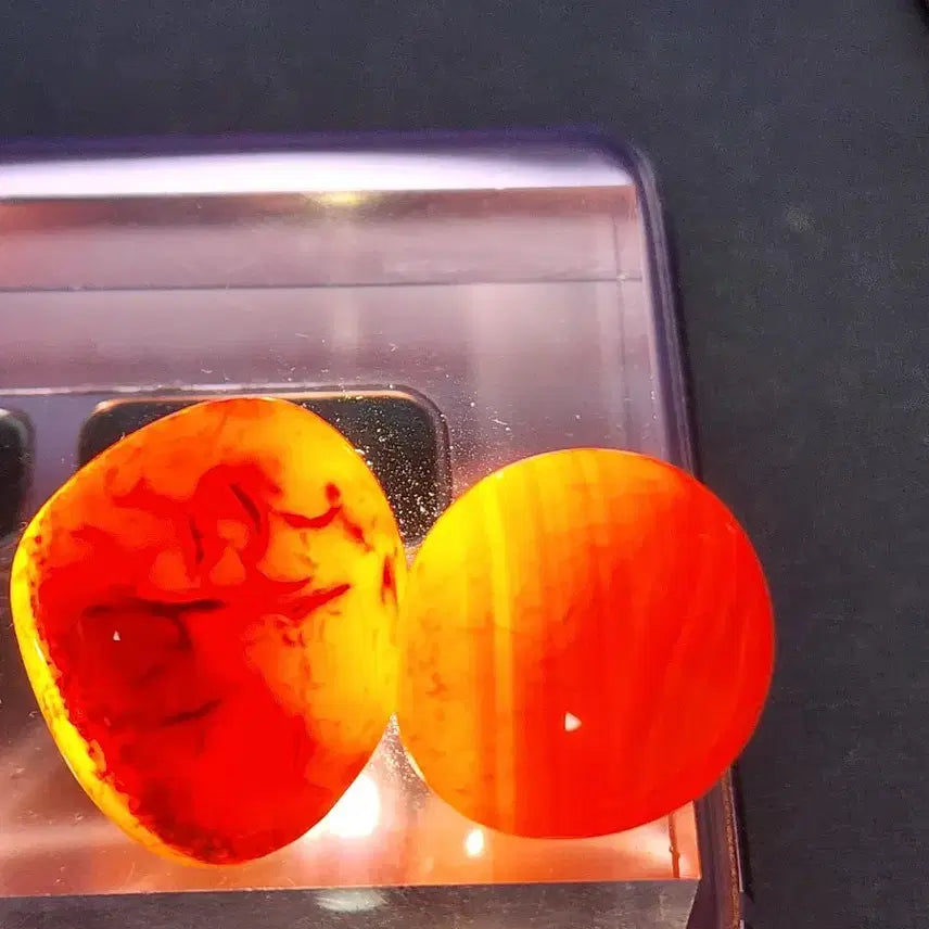 [BUNJANG] Natural Crystal Black Agate Gemstone with Stand / 천연 크리스탈 흑 마노 원석 타원형+받침대