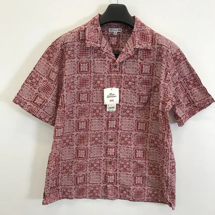 [BUNJANG] Uniqlo x Reyn Spooner Collaboration Paisley Red Cotton Short Sleeve Shirt XL / 유니클로 x 레인스푸너 콜라보 셔츠 새상품 [XL]
