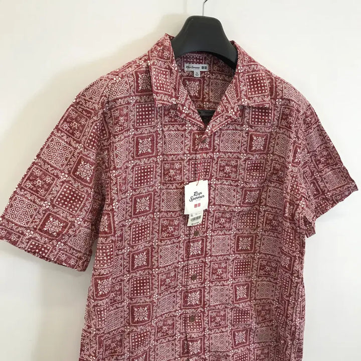 [BUNJANG] Uniqlo x Reyn Spooner Collaboration Paisley Red Cotton Short Sleeve Shirt XL / 유니클로 x 레인스푸너 콜라보 셔츠 새상품 [XL]