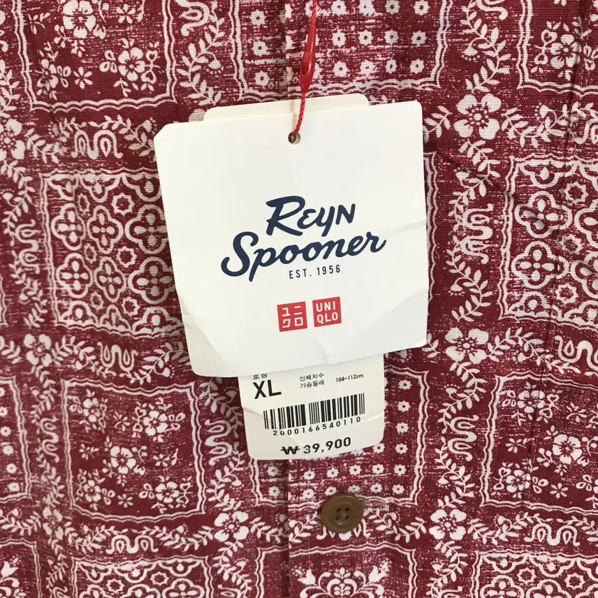 [BUNJANG] Uniqlo x Reyn Spooner Collaboration Paisley Red Cotton Short Sleeve Shirt XL / 유니클로 x 레인스푸너 콜라보 셔츠 새상품 [XL]