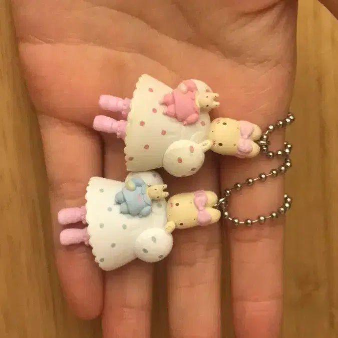 [BUNJANG] Hello Kitty Marron Cream Classic Japanese Style Charm Strap Figure Set / (세트)일본고전풍 키티 친구 마론크림 키링 스트랩 피규어 똥사이즈