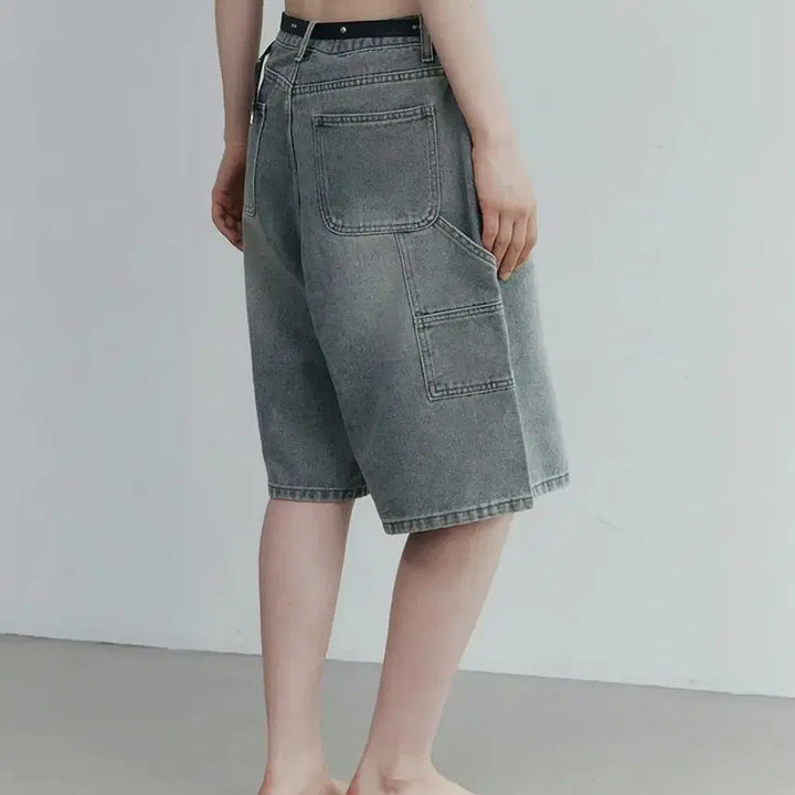 [BUNJANG] Unalloyed Code Women Higher Bermuda Denim Pants (Green Blue) / 어널러코드우먼 하이어 버뮤다 데님 팬츠 (그린블루)