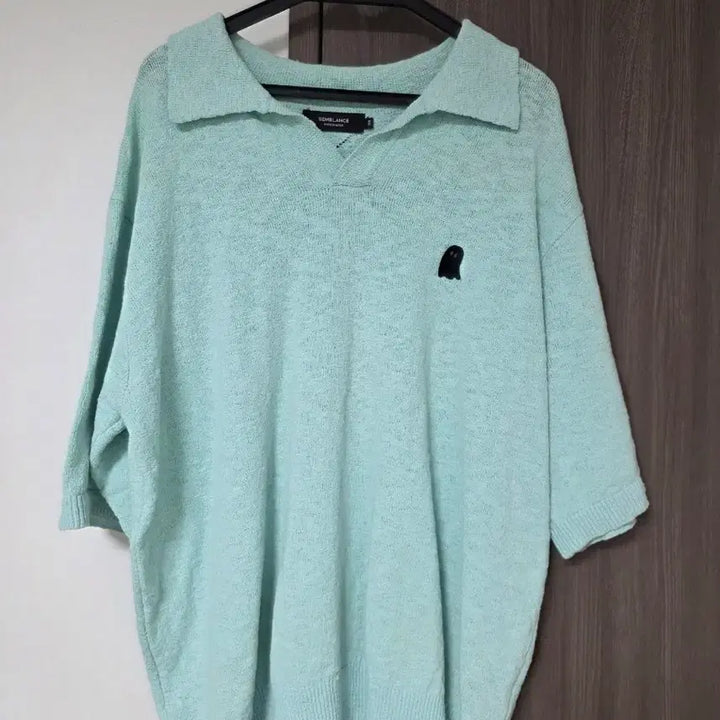 [BUNJANG] ZIOZIA SEMBLANCE Mint Short Sleeve Collar Knit / 지오송지오 SEMBLANCE 민트색 반팔 카라 니트