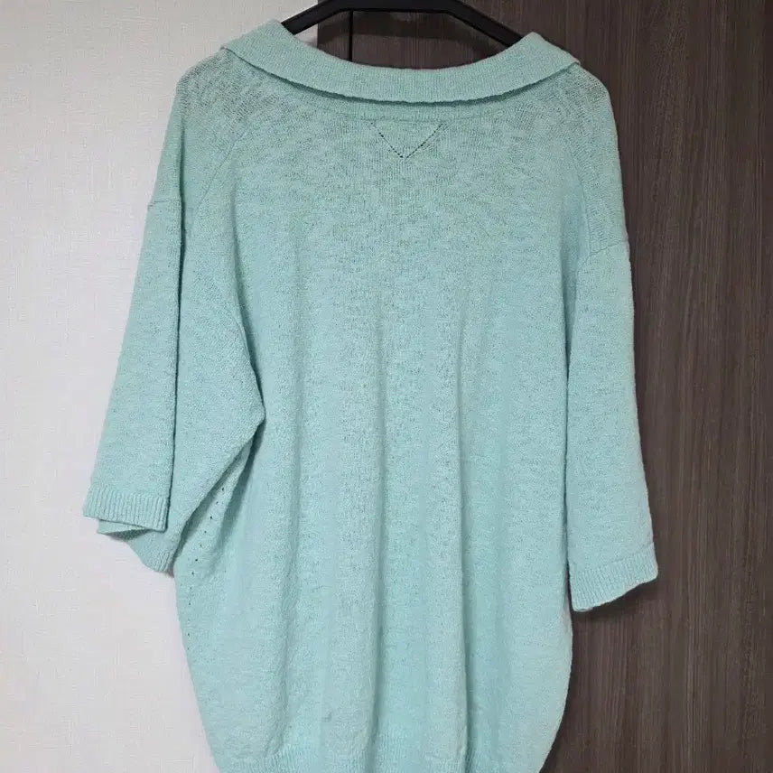 [BUNJANG] ZIOZIA SEMBLANCE Mint Short Sleeve Collar Knit / 지오송지오 SEMBLANCE 민트색 반팔 카라 니트