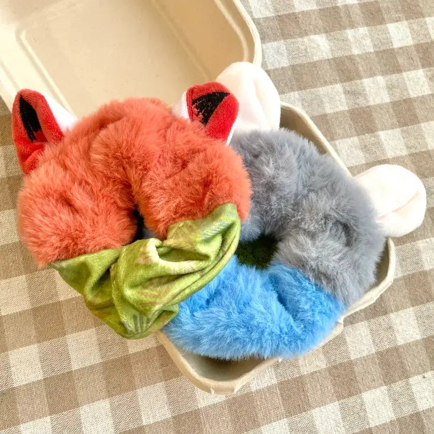 [BUNJANG] Zootopia Nick &amp; Judy Scrunchie Hair Tie Set / (새상품,일괄가격) 주토피아 닉 주디 슈슈 머리끈