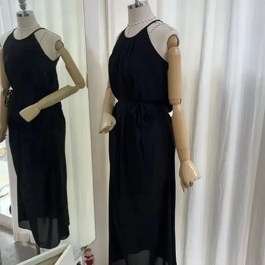 [BUNJANG] Halter Neck Sheer Chiffon Maxi Dress / 홀터넥원피스 나시원피스 롱원피스 시폰원피스 시스루원피스 맥시원피스