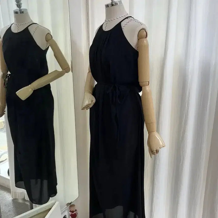 [BUNJANG] Halter Neck Sheer Chiffon Maxi Dress / 홀터넥원피스 나시원피스 롱원피스 시폰원피스 시스루원피스 맥시원피스