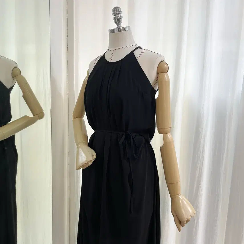 [BUNJANG] Halter Neck Sheer Chiffon Maxi Dress / 홀터넥원피스 나시원피스 롱원피스 시폰원피스 시스루원피스 맥시원피스