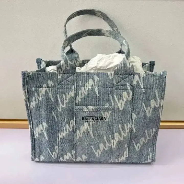 [BUNJANG] Balenciaga Denim Print Tote Bag Small / 발렌시아가 데님 프린트 토트백 스몰