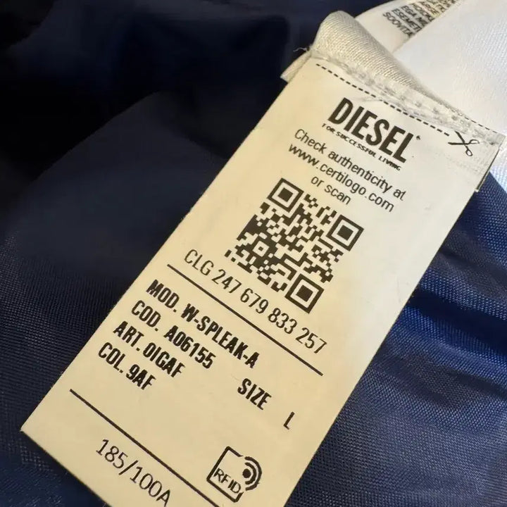 [BUNJANG] Diesel Flight Bomber Padded Jacket Navy / [L]Diesel 디젤 플라이트 봄버 패딩 자켓 네이비