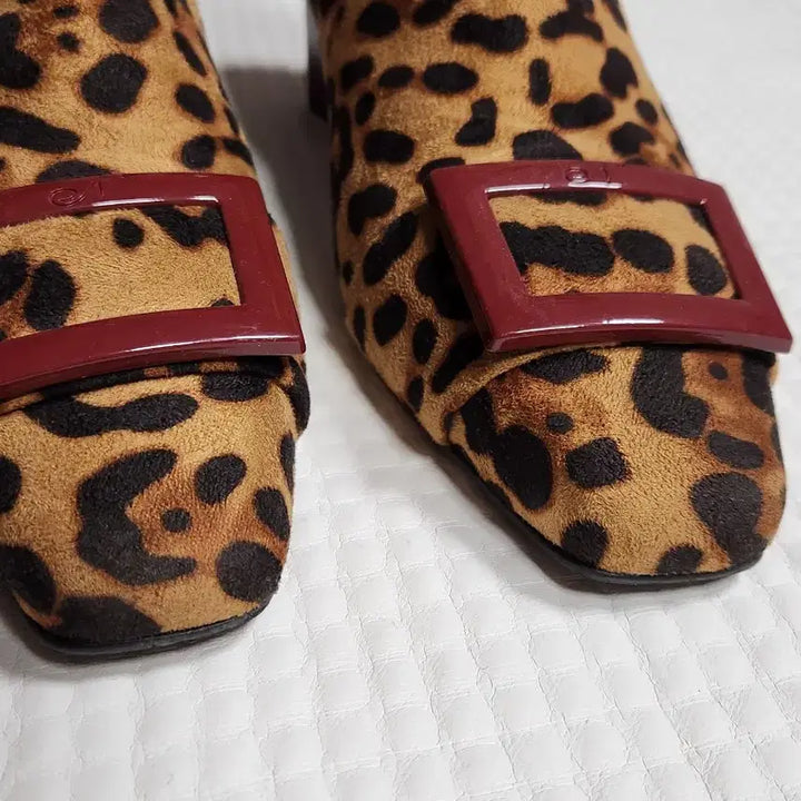 [BUNJANG] Namuhana Leopard Print Buckle Detail Ankle Boots Size 245 / 나무하나 레오파드 패턴 버클 장식 앵클 부츠 245