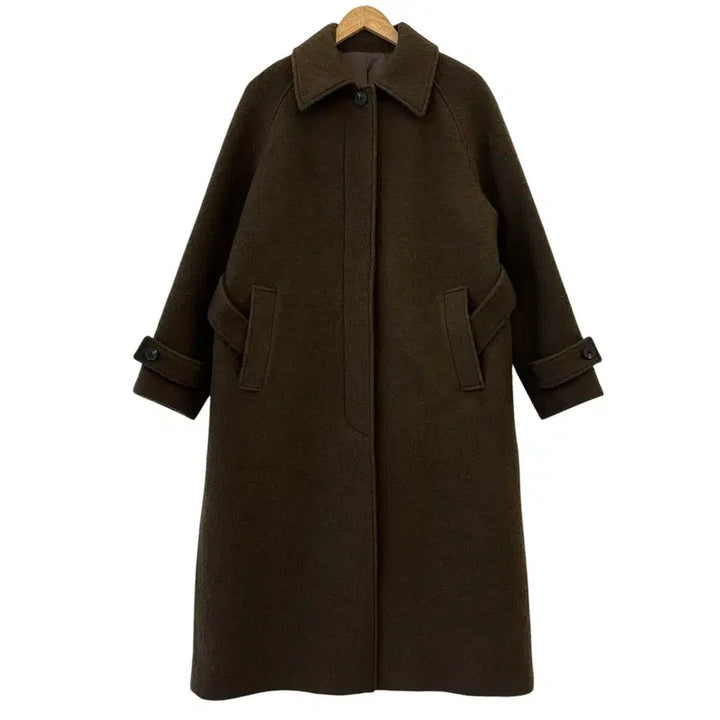 [BUNJANG] Mutestand Wool Blend Bouclé Balmacaan Robe Coat Brown M / 무탠다드 울 블렌드 부클 발마칸 로브 코트 브라운 M 정품