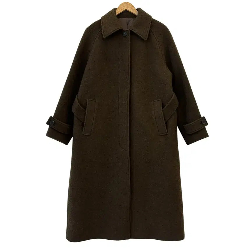 [BUNJANG] Mutestand Wool Blend Bouclé Balmacaan Robe Coat Brown M / 무탠다드 울 블렌드 부클 발마칸 로브 코트 브라운 M 정품