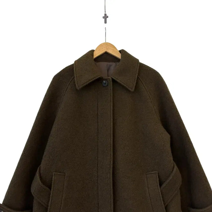 [BUNJANG] Mutestand Wool Blend Bouclé Balmacaan Robe Coat Brown M / 무탠다드 울 블렌드 부클 발마칸 로브 코트 브라운 M 정품