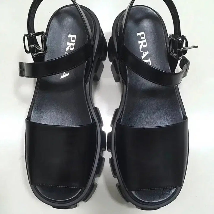 [BUNJANG] Prada Monolith Leather Sandals - Black - Size 37 / 프라다 레더 모놀리스 샌들 37