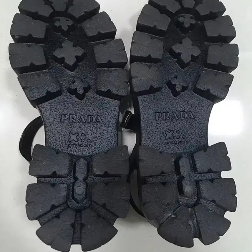 [BUNJANG] Prada Monolith Leather Sandals - Black - Size 37 / 프라다 레더 모놀리스 샌들 37