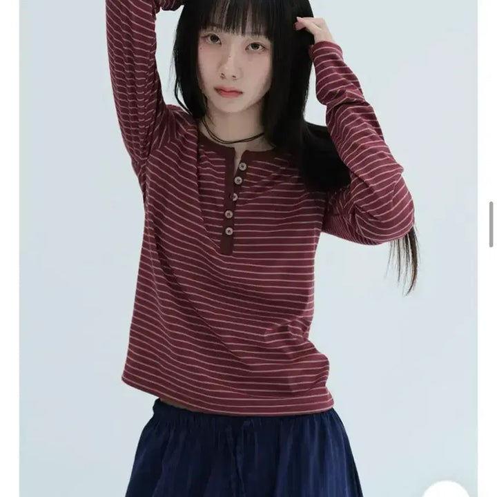 [BUNJANG] Tilde Seoul Striped Long Sleeve T-Shirt / 에이블리 틸데서울 단가락 배색 스프라이프 티셔츠 롱슬리브