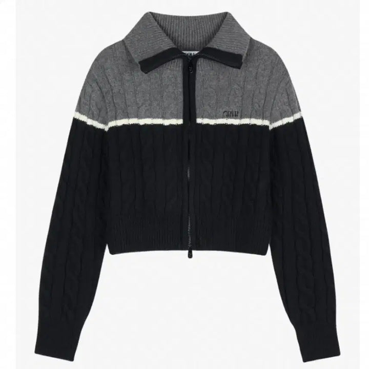 [BUNJANG] GROVE Jay Knit Zip-up Cardigan / GROVE 그로브 제이 니트집업 블랙 그레이