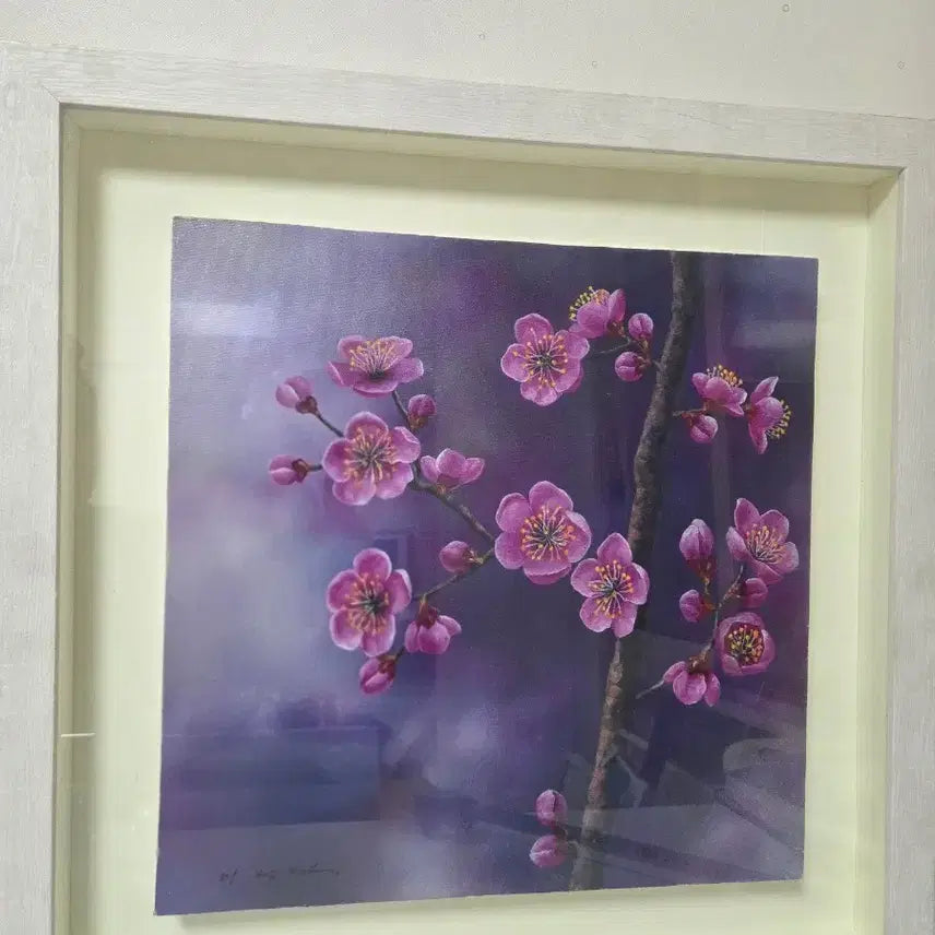 [BUNJANG] Lee Sang-cheol "Plum Blossoms" Oil Painting Framed / 이상철화가 매화 유화 작품