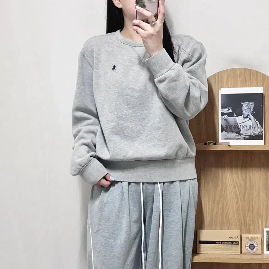 [BUNJANG] Polo Ralph Lauren Gray/Navy Pony Sweatshirt (M) / [정품] 폴로 그레이 / 네이비포니 맨투맨 [ M ]