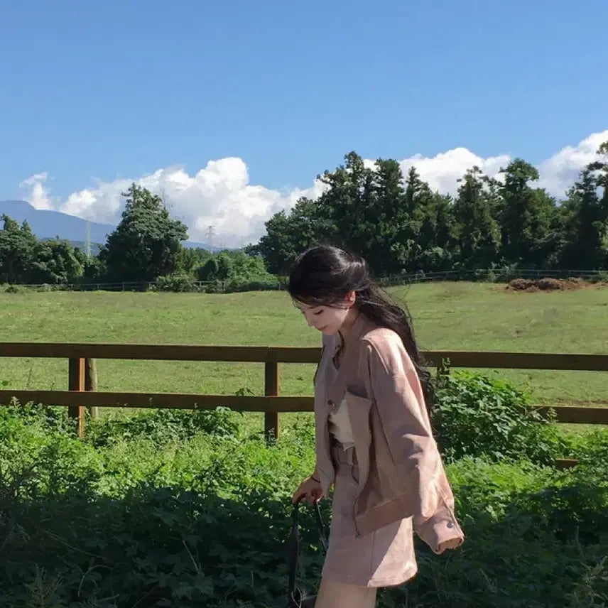 [BUNJANG] 메이윤(MAYOON) 스웨이드 셋업 핑크 새상품 / 메이윤 스웨이드 셋업 핑크 새상품