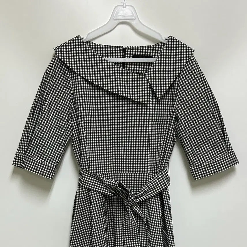 [BUNJANG] The IZZAT Sailor Collar Belted Check Long Dress Women&