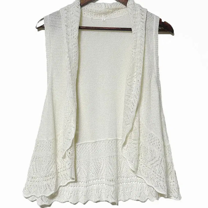 [BUNJANG] Japanese Vintage Punching Ruffle Wave Open Vest (Ivory) / 일본빈티지 펀칭러플물결 오픈베스트조끼 아이보리모리걸하구미룩갸루y2k 히피