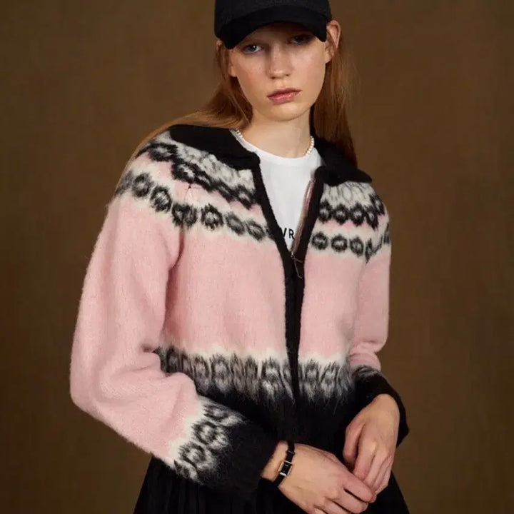 [BUNJANG] GROVE Eldon Knit Zip-Up (Pink) / 태연 착용) GROVE 그로브 엘던 니트 집업 핑크