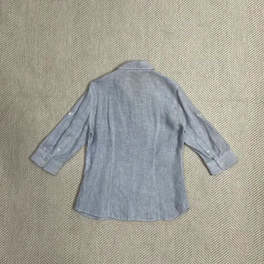 [BUNJANG] Beanpole Linen Stripe 7-Sleeve Shirt / 빈폴 린넨 스트라이프 7부 셔츠