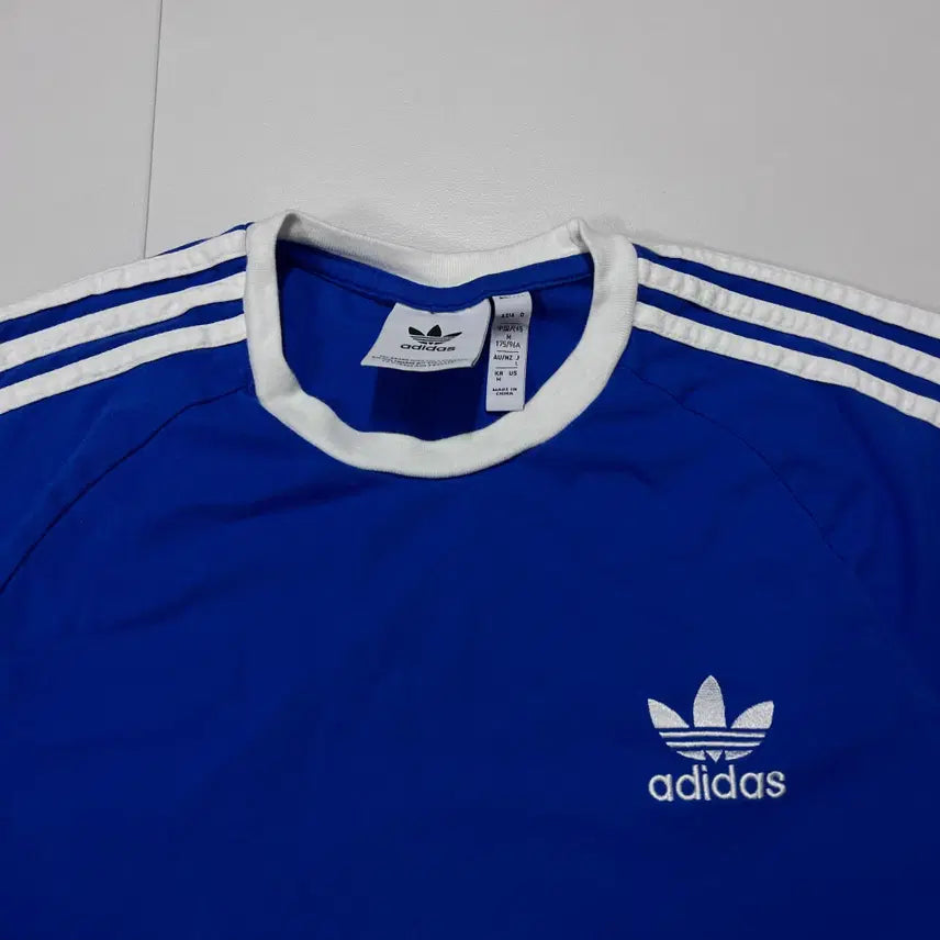 [BUNJANG] Adidas Blue Three-Stripes T-Shirt (Medium) / [정품] 아디다스 블루 삼선 반팔티 [ M ]