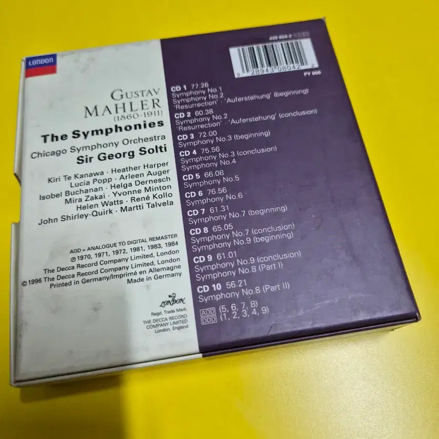 [BUNJANG] Mahler: The Nine Symphonies Complete Box Set (London Symphony Orchestra, Sir Georg Solti, Import) / 런던 말러 9개의 교향곡 전집 솔티 지휘 수입반