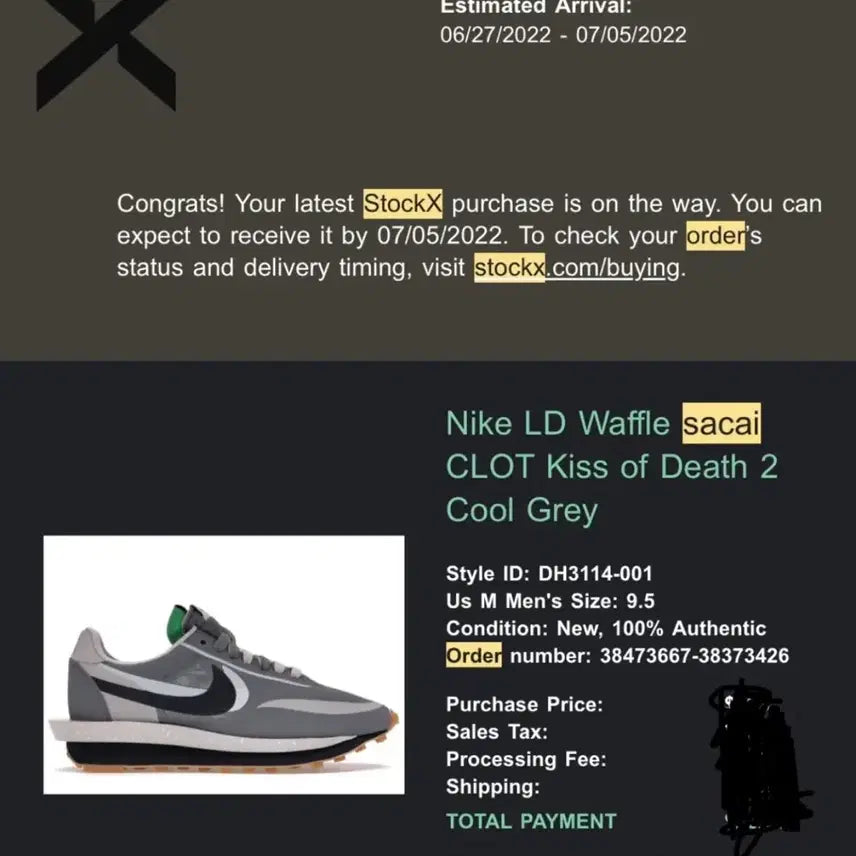 [SOLD OUT] 나이키 사카이 클랏 LD와플 쿨 그레이 275