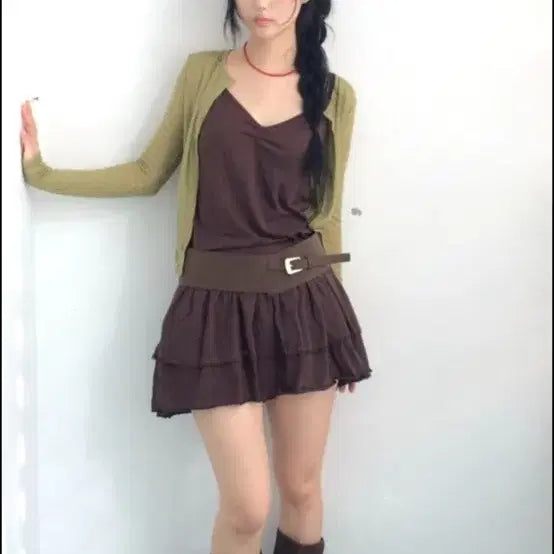 [BUNJANG] Yourvinyo Moryne Banding Dress One-piece Brown / 너의빈 유바니 모렌느 밴딩 드레스 원피스 브라운