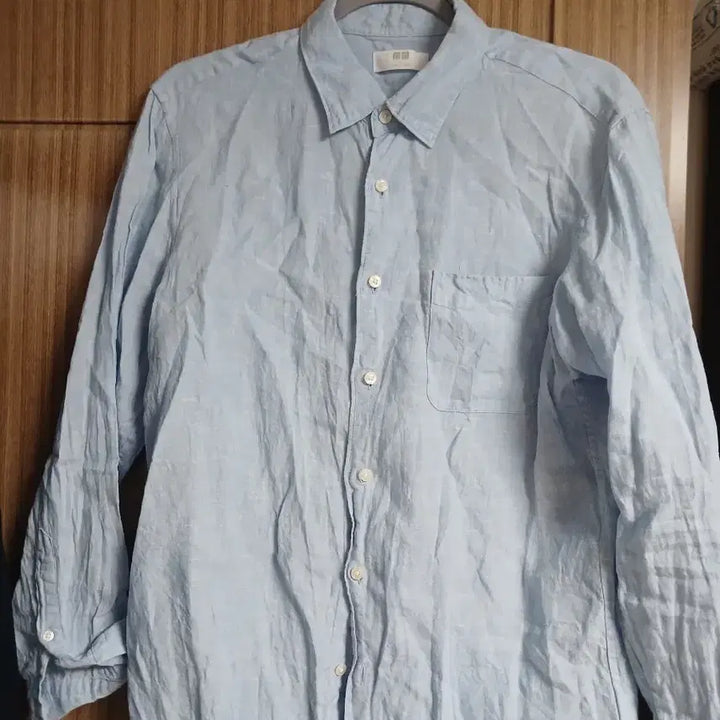 [BUNJANG] Uniqlo Premium Linen Shirt Sky Blue L / 유니클로 프리미엄린넨 셔츠  스카이블루 L