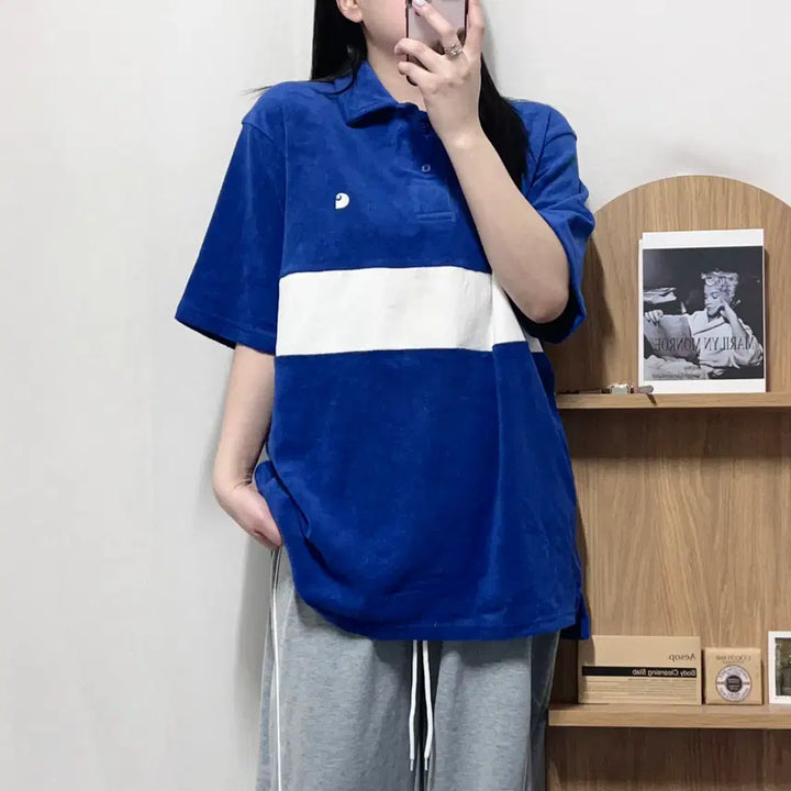 [BUNJANG] Carhartt Blue Terry Cloth T-shirt / (택달린상품) [정품] 칼하트 블루 타올소재 반팔티 [ L ]