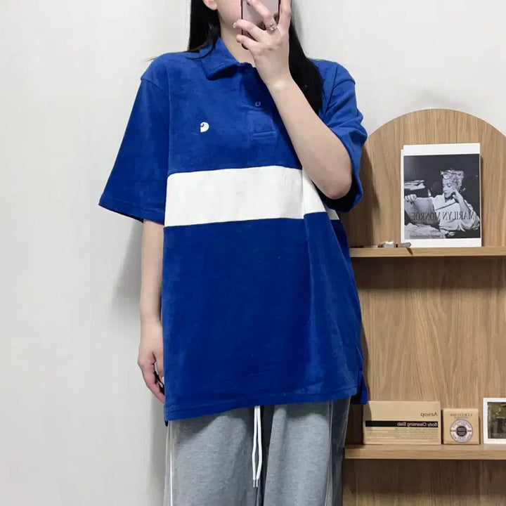 [BUNJANG] Carhartt Blue Terry Cloth T-shirt / (택달린상품) [정품] 칼하트 블루 타올소재 반팔티 [ L ]