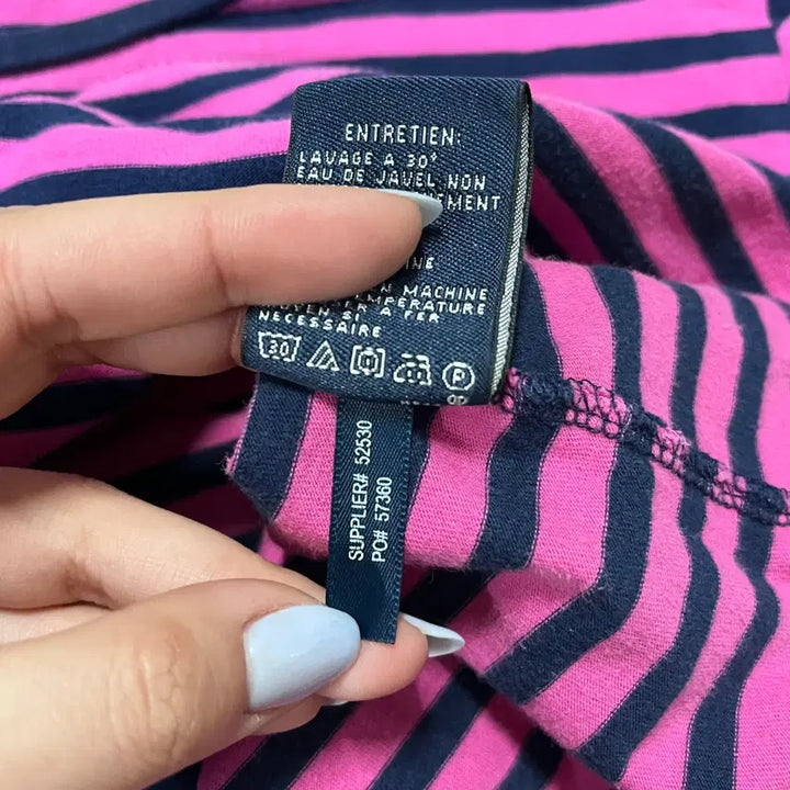 [BUNJANG] Polo Ralph Lauren Green Pony Striped T-shirt / [정품] 폴로 플럼네이비 / 그린포니 단가라 반팔티 [ M ]