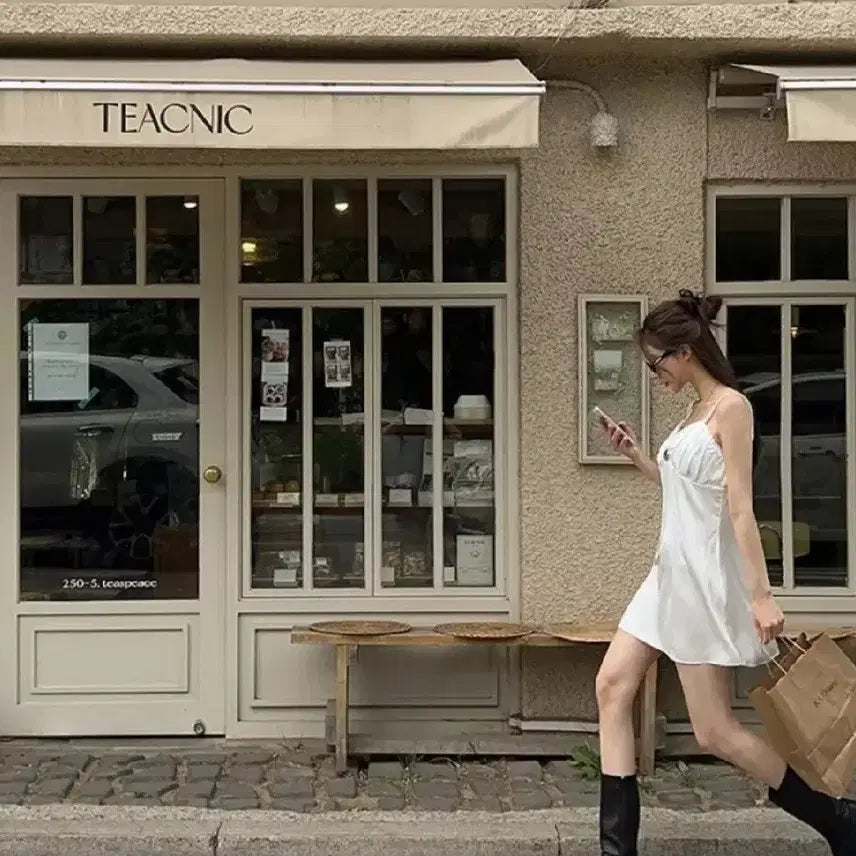 [BUNJANG] Maybins Satin Bustier Mini Dress / 메이빈스 새틴 뷔스티에 원피스