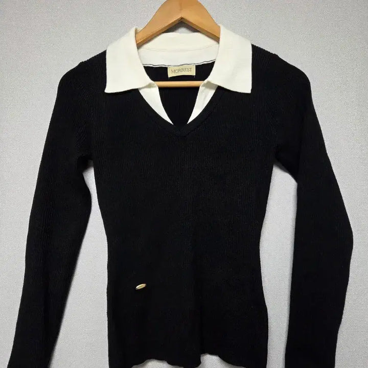 [BUNJANG] Benito Layering Knit Shirt Black / 베니토 셔츠 레이어링 골지니트 블랙