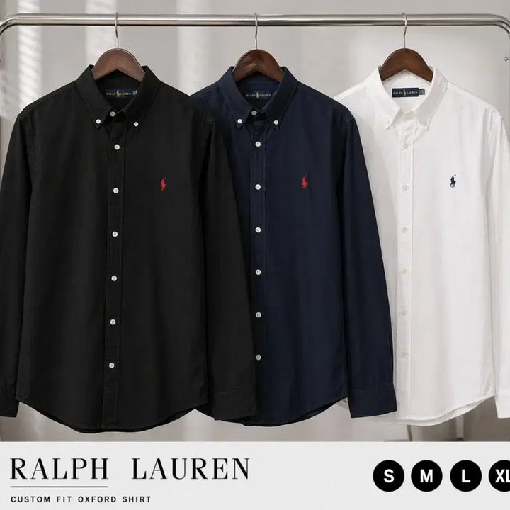 [BUNJANG] Polo Ralph Lauren Oxford Shirt - White/Navy/Black / 폴로 랄프로렌 옥스포드 셔츠 블랙/네이비/화이트