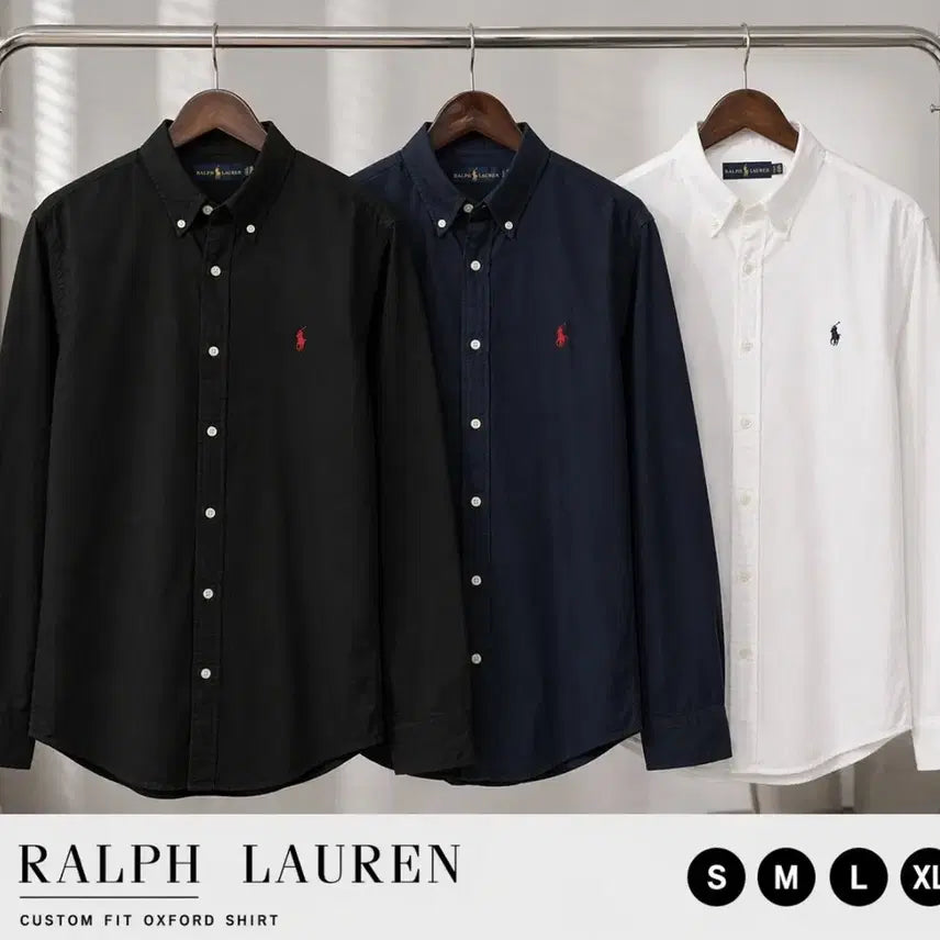 [BUNJANG] Polo Ralph Lauren Oxford Shirt - White/Navy/Black / 폴로 랄프로렌 옥스포드 셔츠 블랙/네이비/화이트