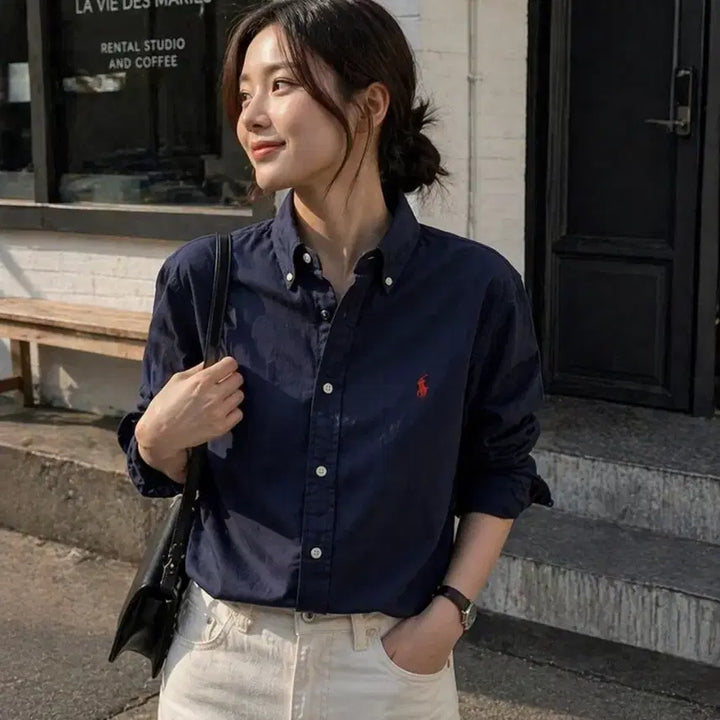 [BUNJANG] Polo Ralph Lauren Oxford Shirt - White/Navy/Black / 폴로 랄프로렌 옥스포드 셔츠 블랙/네이비/화이트