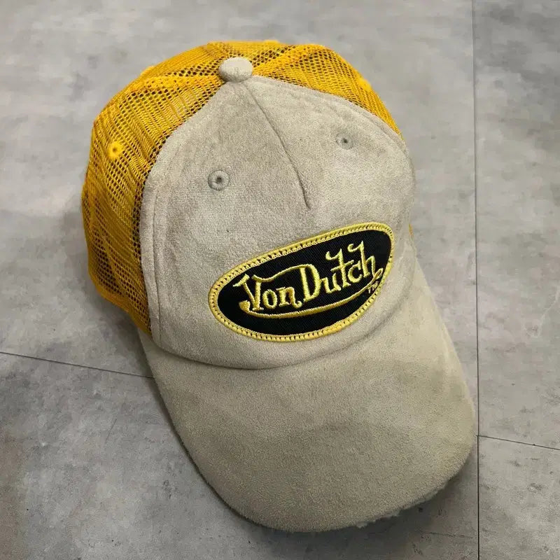 [BUNJANG] OS Suede Mesh Trucker Cap Yellow / OS 본더치 스웨이드 메쉬 트러커 캡 모자 옐로우