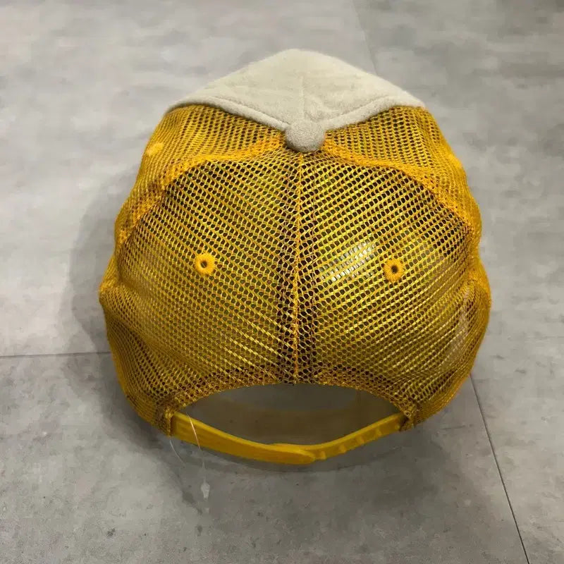 [BUNJANG] OS Suede Mesh Trucker Cap Yellow / OS 본더치 스웨이드 메쉬 트러커 캡 모자 옐로우