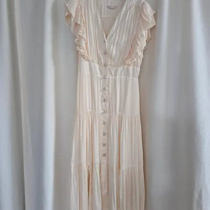 [BUNJANG] Zulrog Ivory Frill Long Dress / 줄로그 아이보리 프릴 롱 원피스