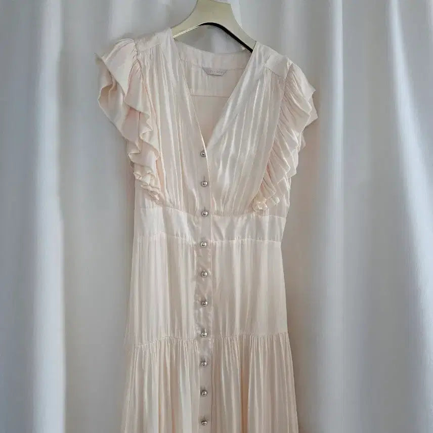 [BUNJANG] Zulrog Ivory Frill Long Dress / 줄로그 아이보리 프릴 롱 원피스