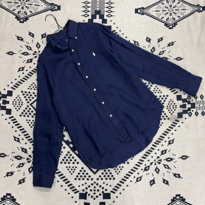 [BUNJANG] Polo Ralph Lauren Embroidered Linen Shirt Size S / 폴로 랄프로렌 오버핏 자수 린넨 셔츠 S P00071
