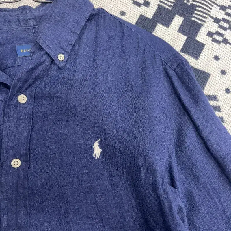 [BUNJANG] Polo Ralph Lauren Embroidered Linen Shirt Size S / 폴로 랄프로렌 오버핏 자수 린넨 셔츠 S P00071
