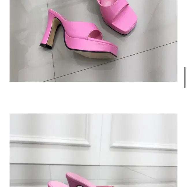[SOLD OUT] 라이크에스 사각코 스퀘어 청키 가보시 뮬 슬리퍼힐 샌들 235